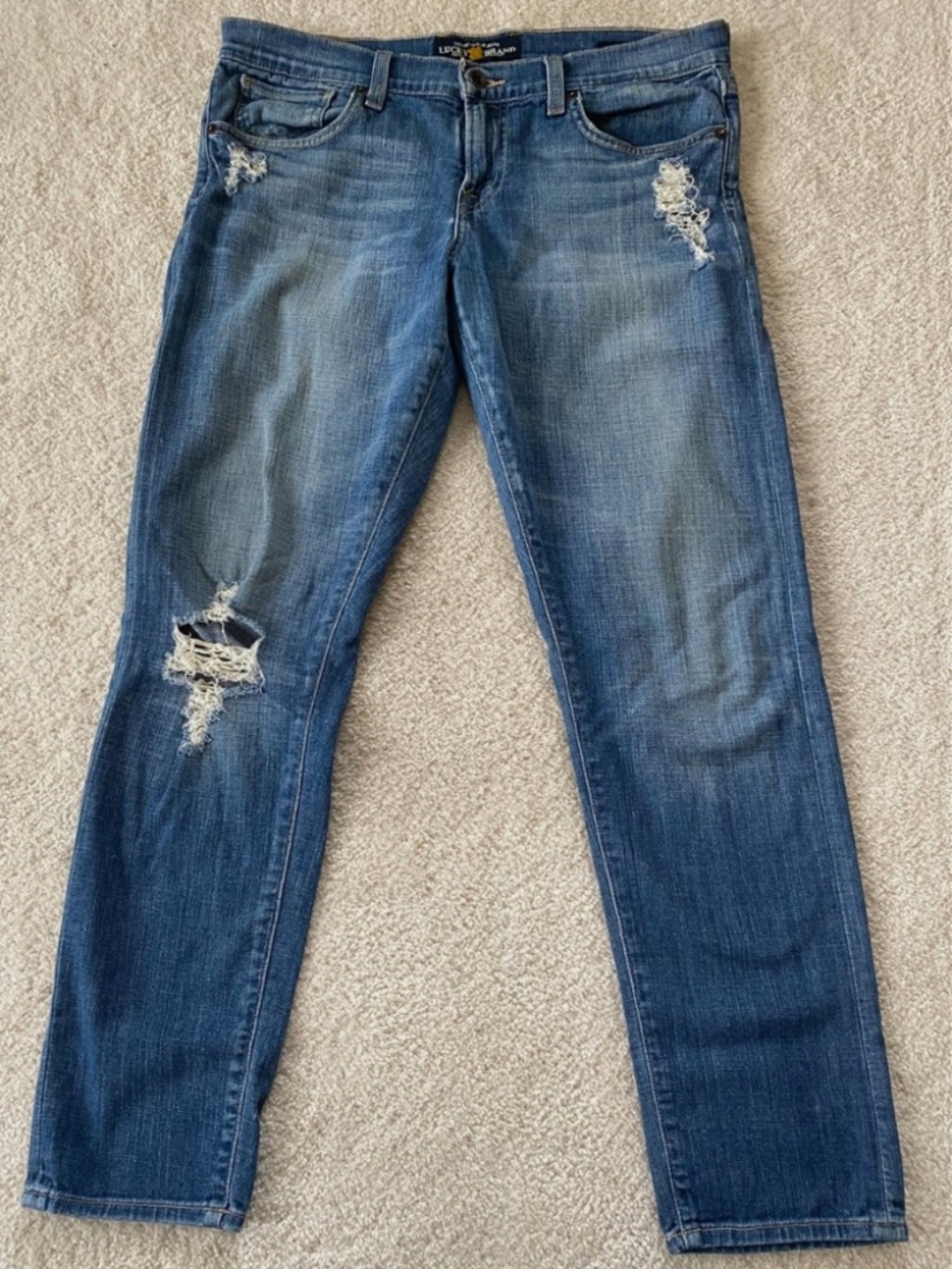 Lucky Brand Cigarette Distressed Dark Wash Jeans Size 8/29